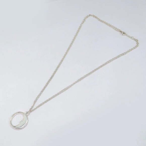 Tiffany & Co. Moon face Double Chain Necklace 16" Silver 925 Auth w/Bag #305-2 - Picture 3 of 8